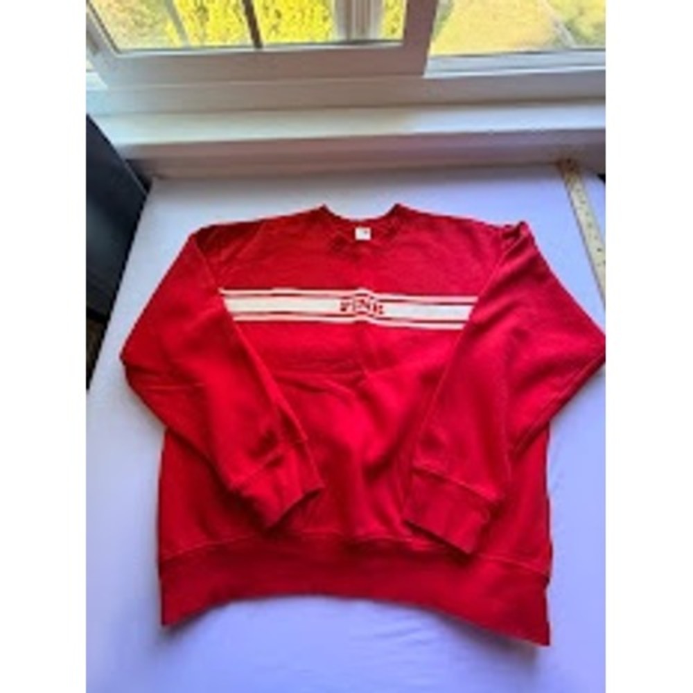 Pink Victorias Secret Red Crewneck Sweatshirt White Stripe Logo Medium
